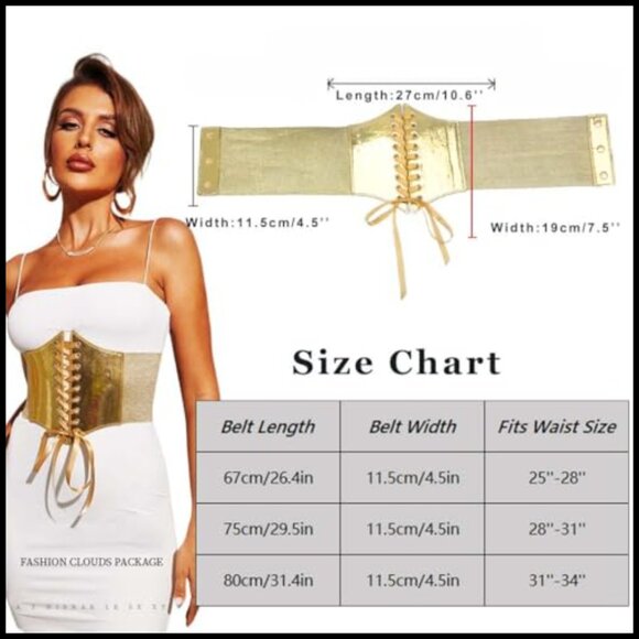 Gold Wide Elastic Waist Belt Thick Stretchy Renaissance Costume Accessory main image 5